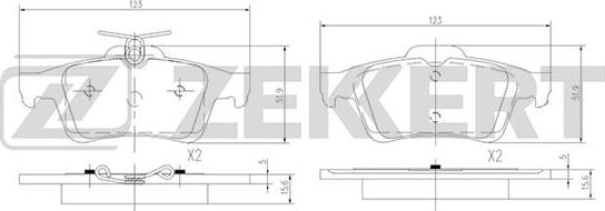 Zekkert BS-1600 - Комплект спирачно феродо, дискови спирачки vvparts.bg