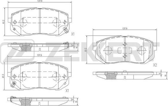 Zekkert BS-1684 - Комплект спирачно феродо, дискови спирачки vvparts.bg