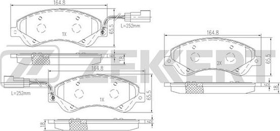 Zekkert BS-1681 - Комплект спирачно феродо, дискови спирачки vvparts.bg