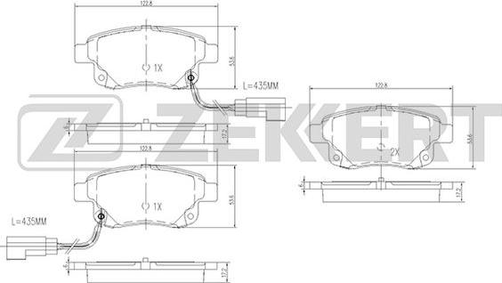 Zekkert BS-1682 - Комплект спирачно феродо, дискови спирачки vvparts.bg