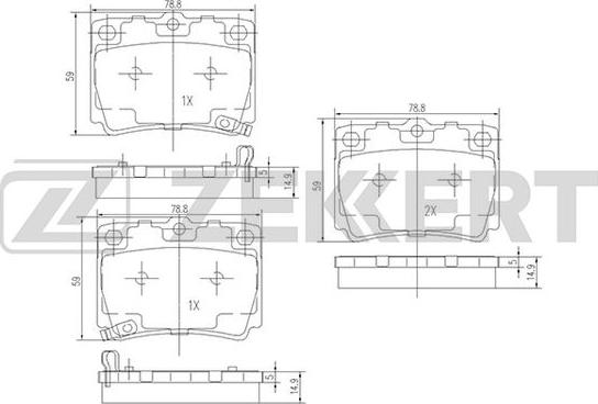 Zekkert BS-1637 - Комплект спирачно феродо, дискови спирачки vvparts.bg