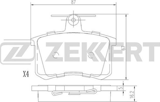 Zekkert BS-1096 - Комплект спирачно феродо, дискови спирачки vvparts.bg