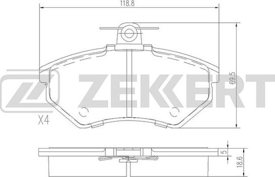 Zekkert BS-1098 - Комплект спирачно феродо, дискови спирачки vvparts.bg