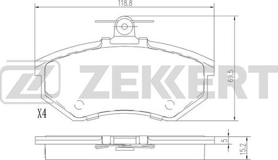 Zekkert BS-1097 - Комплект спирачно феродо, дискови спирачки vvparts.bg