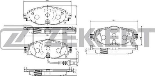 Zekkert BS-1047 - Комплект спирачно феродо, дискови спирачки vvparts.bg