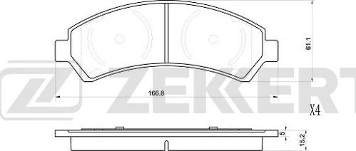 Zekkert BS-1006 - Комплект спирачно феродо, дискови спирачки vvparts.bg