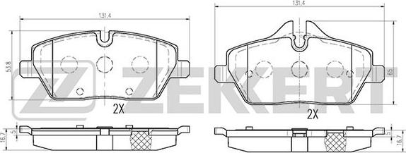 Zekkert BS-1019 - Комплект спирачно феродо, дискови спирачки vvparts.bg