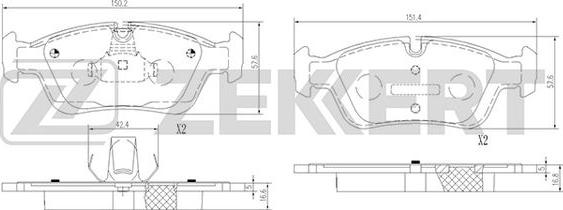 Zekkert BS-1016 - Комплект спирачно феродо, дискови спирачки vvparts.bg