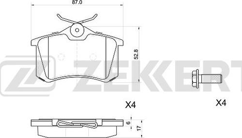 Zekkert BS-1039 - Комплект спирачно феродо, дискови спирачки vvparts.bg