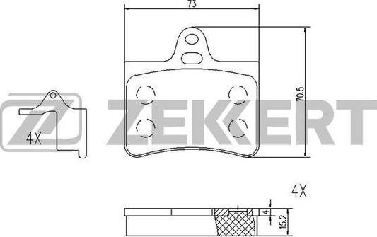 Zekkert BS-1020 - Комплект спирачно феродо, дискови спирачки vvparts.bg