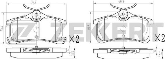 Zekkert BS-1147 - Комплект спирачно феродо, дискови спирачки vvparts.bg