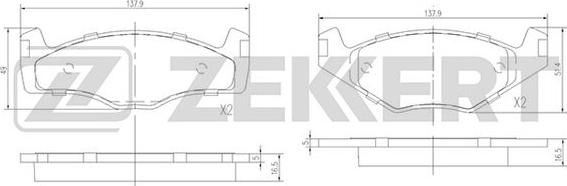 Zekkert BS-1154 - Комплект спирачно феродо, дискови спирачки vvparts.bg