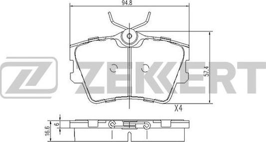 Zekkert BS-1156 - Комплект спирачно феродо, дискови спирачки vvparts.bg