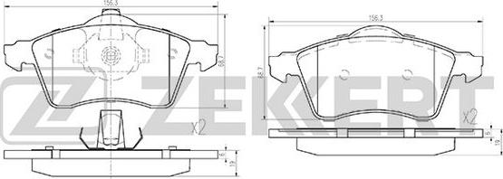 Zekkert BS-1157 - Комплект спирачно феродо, дискови спирачки vvparts.bg