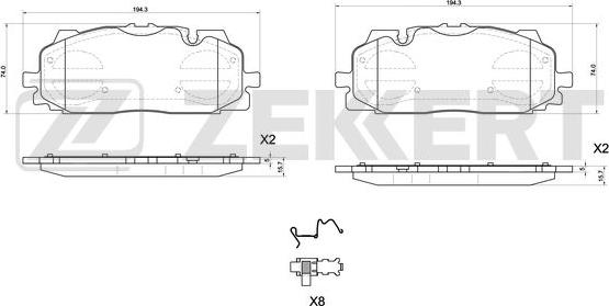 Zekkert BS-1164 - Комплект спирачно феродо, дискови спирачки vvparts.bg