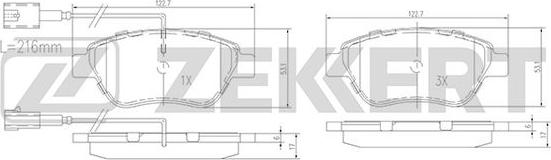 Zekkert BS-1167 - Комплект спирачно феродо, дискови спирачки vvparts.bg