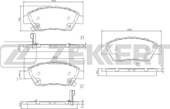 Zekkert BS-1109 - Комплект спирачно феродо, дискови спирачки vvparts.bg