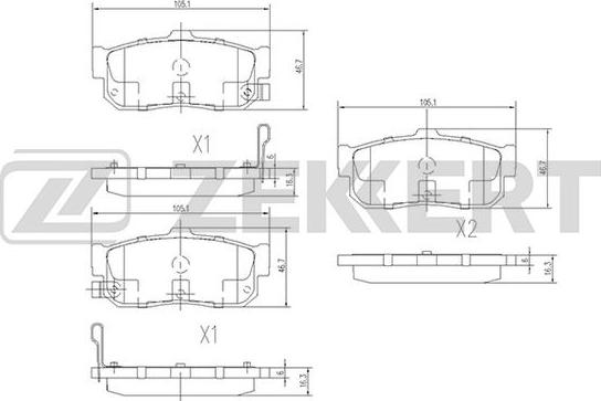 Zekkert BS-1104 - Комплект спирачно феродо, дискови спирачки vvparts.bg