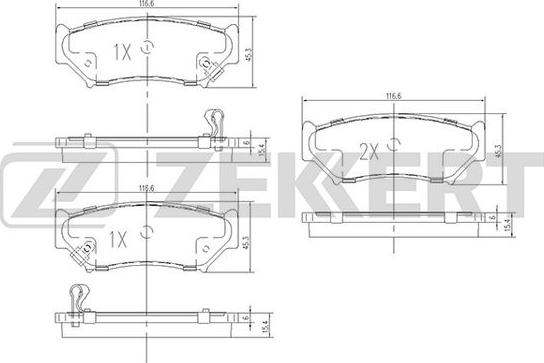 Zekkert BS-1106 - Комплект спирачно феродо, дискови спирачки vvparts.bg