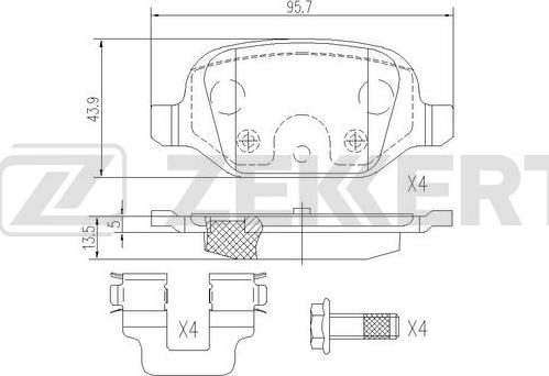 Zekkert BS-1108 - Комплект спирачно феродо, дискови спирачки vvparts.bg