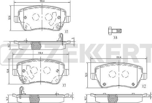 Zekkert BS-1113 - Комплект спирачно феродо, дискови спирачки vvparts.bg