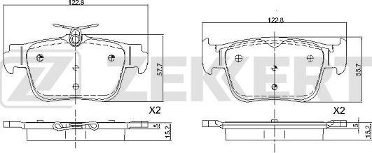 Zekkert BS-1117 - Комплект спирачно феродо, дискови спирачки vvparts.bg