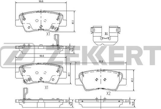 Zekkert BS-1188 - Комплект спирачно феродо, дискови спирачки vvparts.bg