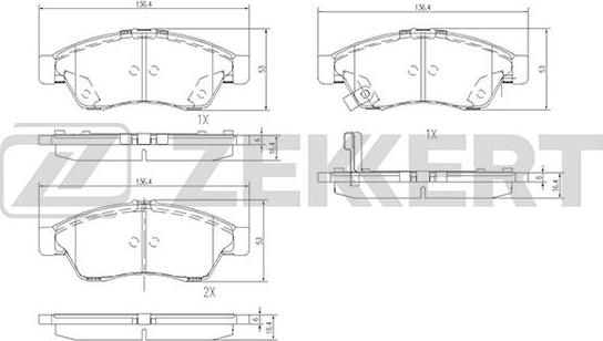 Zekkert BS-1139 - Комплект спирачно феродо, дискови спирачки vvparts.bg