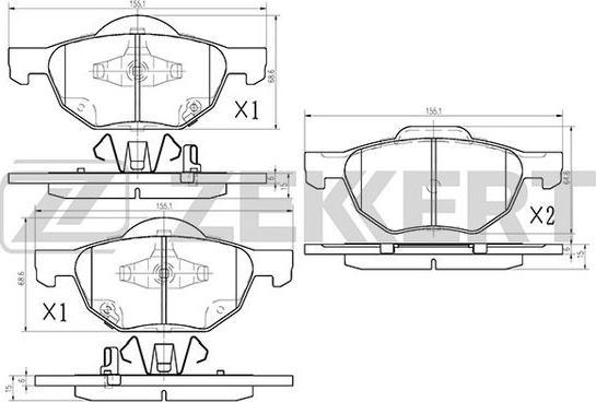 Zekkert BS-1125 - Комплект спирачно феродо, дискови спирачки vvparts.bg