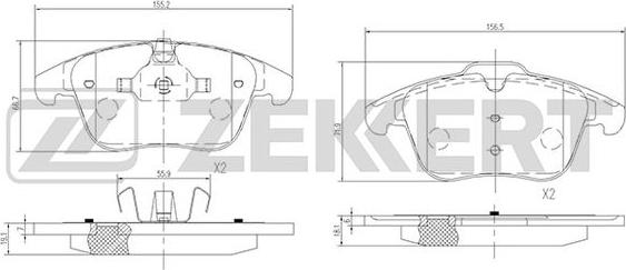Zekkert BS-1128 - Комплект спирачно феродо, дискови спирачки vvparts.bg