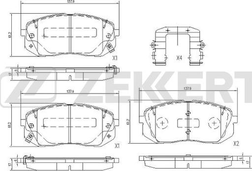 Zekkert BS-1122 - Комплект спирачно феродо, дискови спирачки vvparts.bg