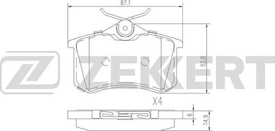 Zekkert BS-1127 - Комплект спирачно феродо, дискови спирачки vvparts.bg