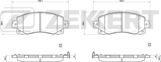 Zekkert BS-1174 - Комплект спирачно феродо, дискови спирачки vvparts.bg