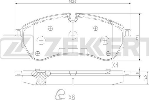 Zekkert BS-1842 - Комплект спирачно феродо, дискови спирачки vvparts.bg