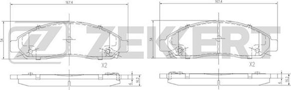 Zekkert BS-1856 - Комплект спирачно феродо, дискови спирачки vvparts.bg