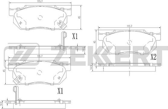 Zekkert BS-1860 - Комплект спирачно феродо, дискови спирачки vvparts.bg