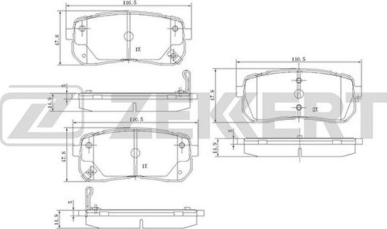 Zekkert BS-1811 - Комплект спирачно феродо, дискови спирачки vvparts.bg