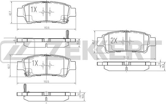 Zekkert BS-1880 - Комплект спирачно феродо, дискови спирачки vvparts.bg