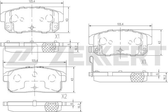 Zekkert BS-1827 - Комплект спирачно феродо, дискови спирачки vvparts.bg