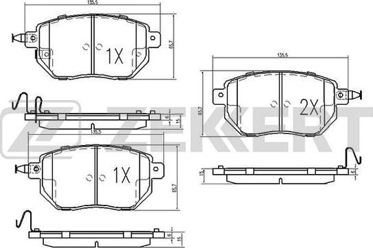 Zekkert BS-1874 - Комплект спирачно феродо, дискови спирачки vvparts.bg