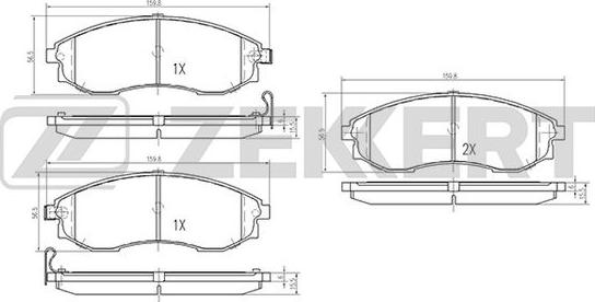 Zekkert BS-1871 - Комплект спирачно феродо, дискови спирачки vvparts.bg