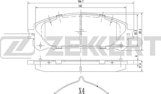 Zekkert BS-1872 - Комплект спирачно феродо, дискови спирачки vvparts.bg