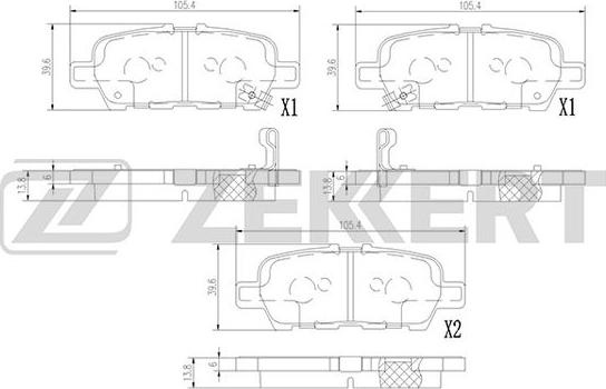 Zekkert BS-1367 - Комплект спирачно феродо, дискови спирачки vvparts.bg