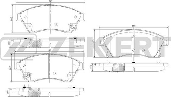 Zekkert BS-1301 - Комплект спирачно феродо, дискови спирачки vvparts.bg