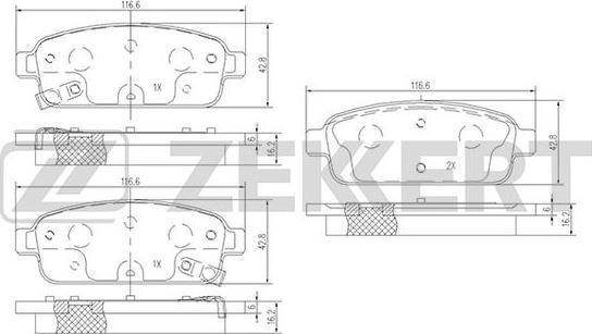 Zekkert BS-1302 - Комплект спирачно феродо, дискови спирачки vvparts.bg