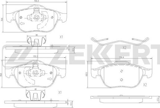 Zekkert BS-1318 - Комплект спирачно феродо, дискови спирачки vvparts.bg