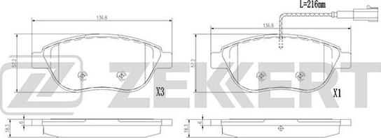 Zekkert BS-1389 - Комплект спирачно феродо, дискови спирачки vvparts.bg