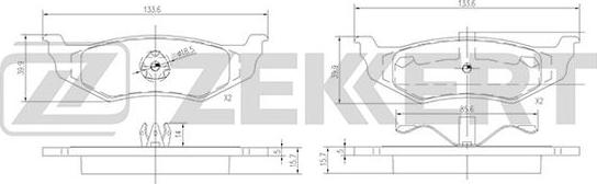 Zekkert BS-1339 - Комплект спирачно феродо, дискови спирачки vvparts.bg