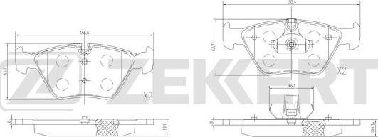 Zekkert BS-1370 - Комплект спирачно феродо, дискови спирачки vvparts.bg