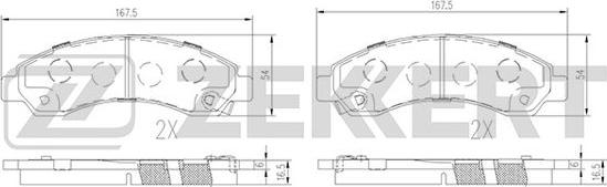 Zekkert BS-1244 - Комплект спирачно феродо, дискови спирачки vvparts.bg